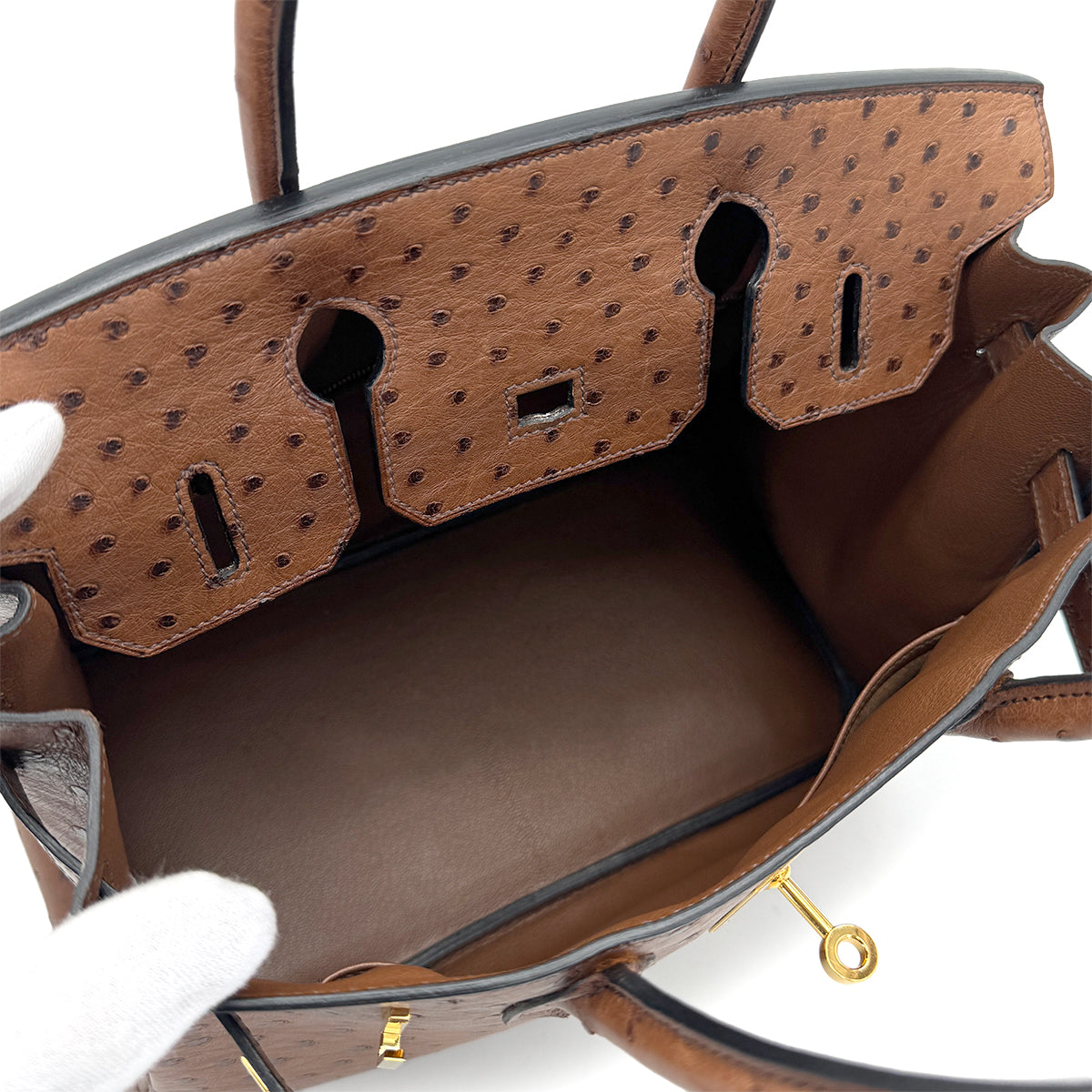 HERMES BIRKIN 30 CHESTNUT OSTRICH HAND BAG 2005 SQUARE I GOLD HARDWARE 90323975