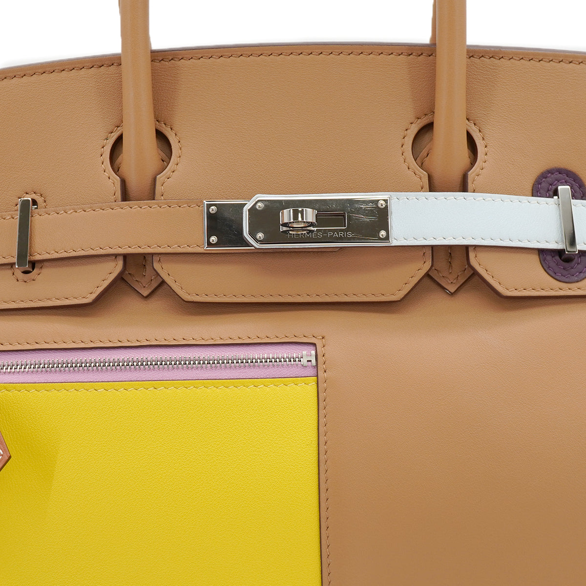 HERMES BIRKIN 30 COLORMATIC CHAI LIME BLUE BRUME CASSIS MAUVE SYLVESTRE NATA VEAU SWIFT HAND BAG 2023 B STAMP PALLADIUM HARDWARE 90346875