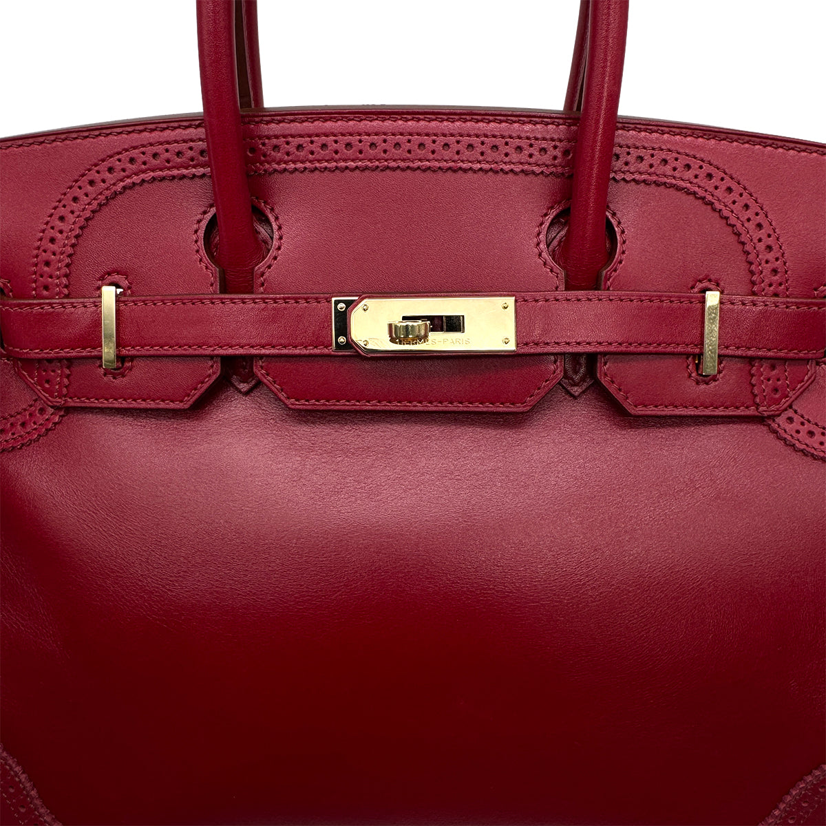 HERMES BIRKIN 30 GHILLIES RUBIS VEAU TADELAKT HAND BAG 2012 SQUARE P GOLD HARDWARE 90313549