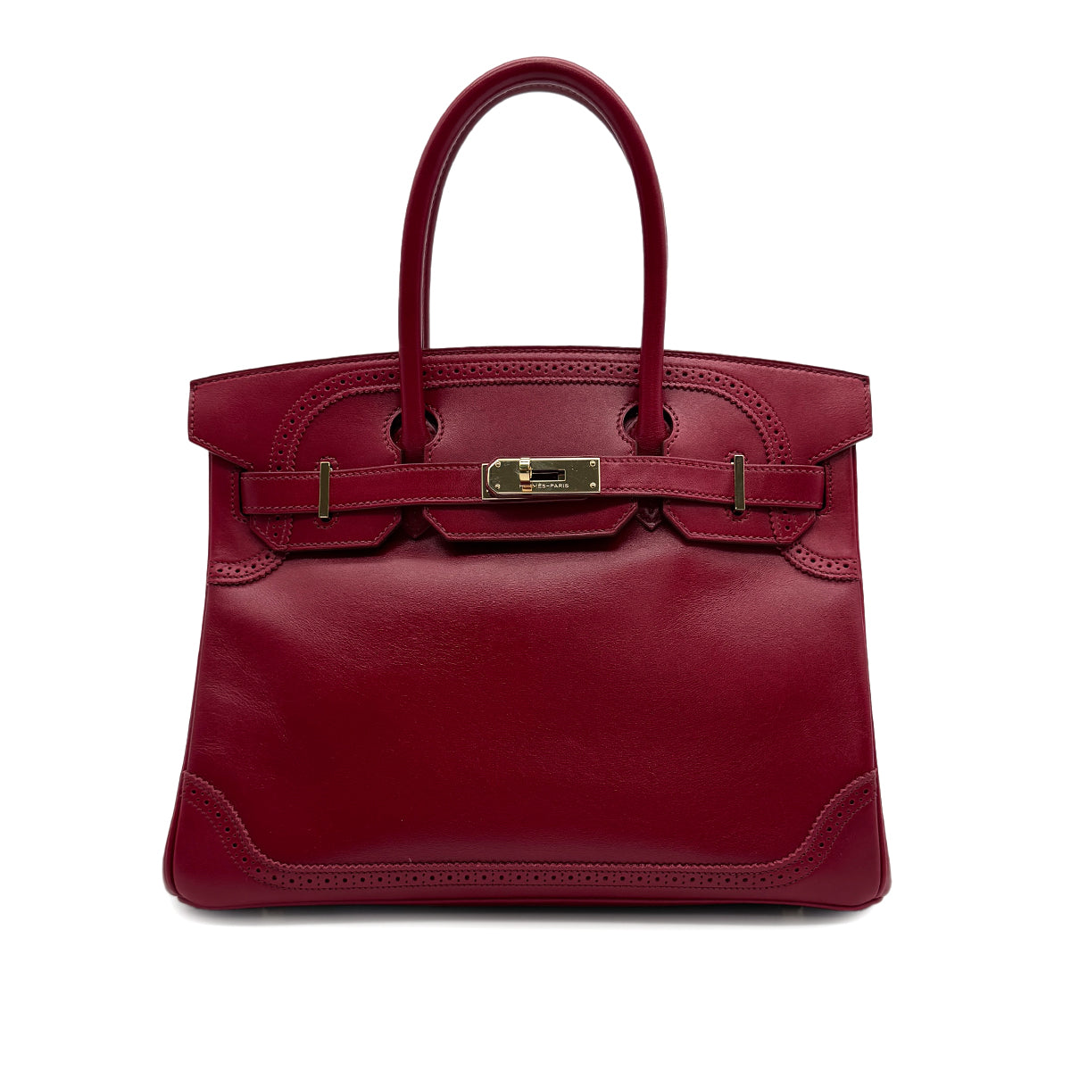 HERMES BIRKIN 30 GHILLIES RUBIS VEAU TADELAKT HAND BAG 2012 SQUARE P GOLD HARDWARE 90313549