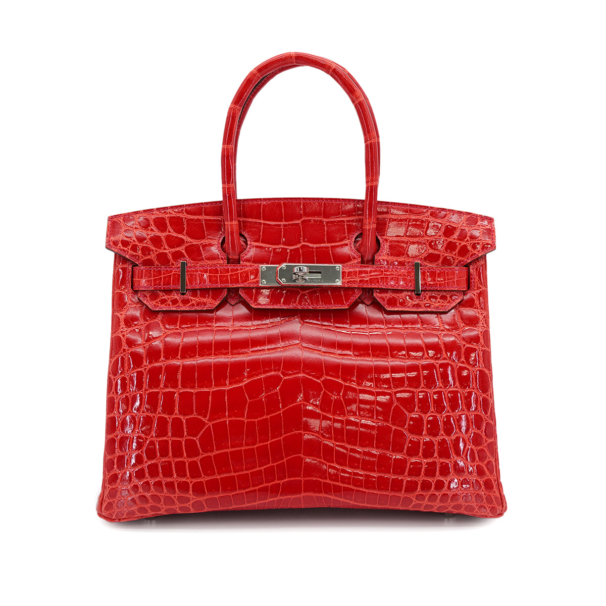 HERMES BIRKIN 30 ROUGE INDIEN CROCODILE NILOTICUS HAND BAG 2015 T STAMP PALLADIUM HARDWARE 90312608