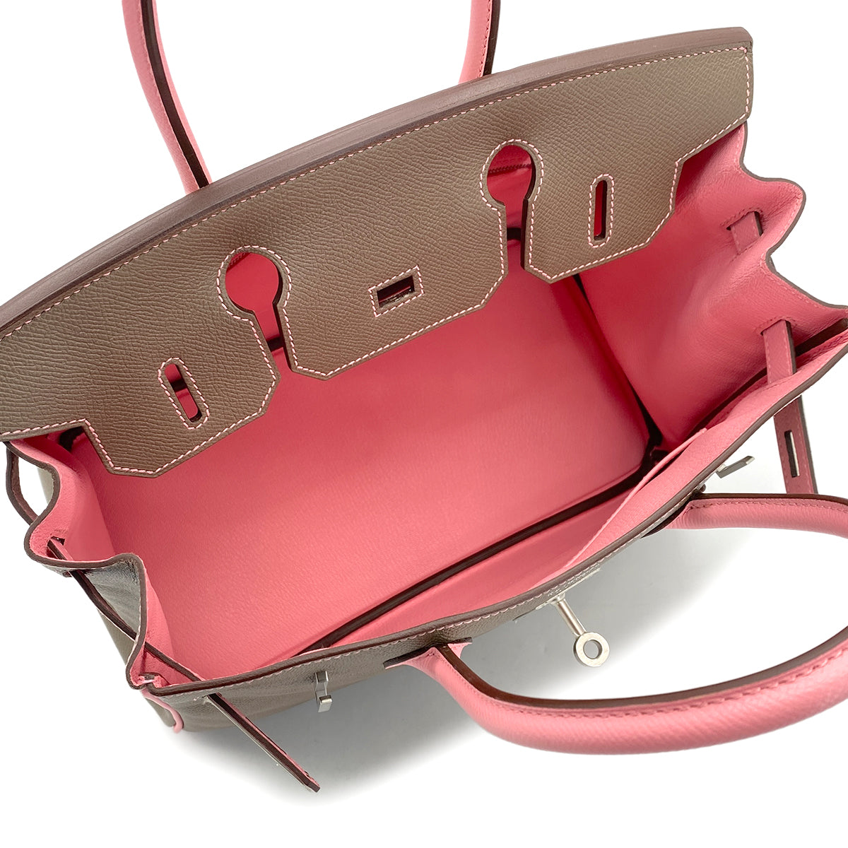 HERMES BIRKIN 30 TAUPE ROSE CONFETTI VEAU EPSOM HAND BAG 2014 SQUARE R MATT HARDWARE SPO 90317722