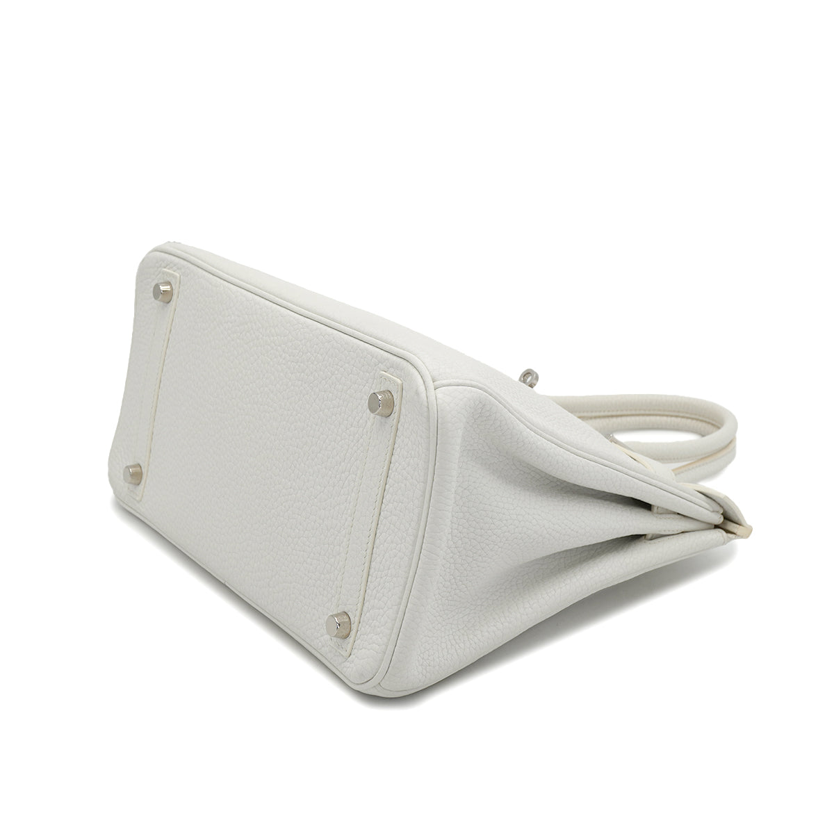 HERMES BIRKIN 30 WHITE TAURILLON CLEMENCE HAND BAG 2007 SQUARE K STAMP PALLADIUM HARDWARE 90331000