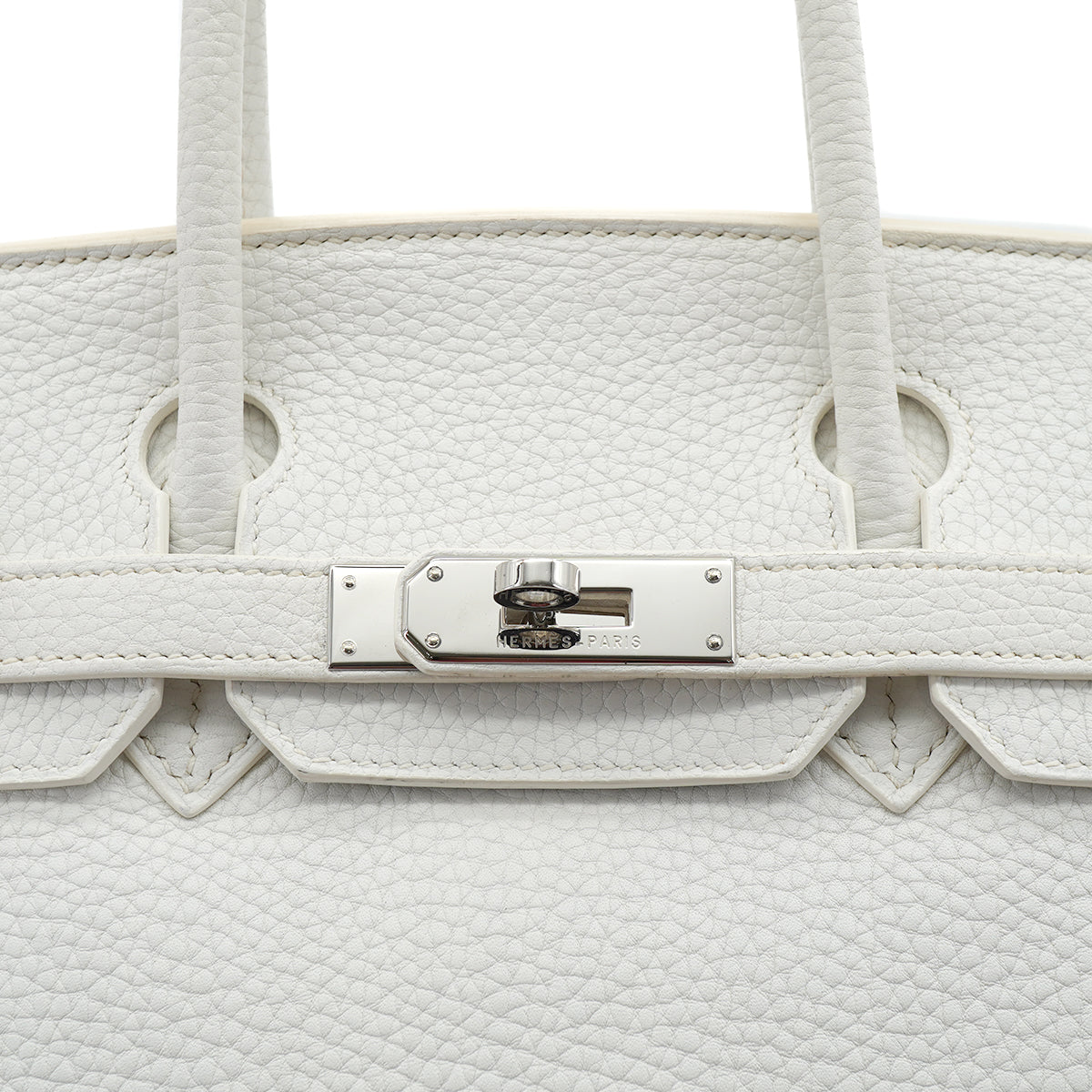 HERMES BIRKIN 30 WHITE TAURILLON CLEMENCE HAND BAG 2007 SQUARE K STAMP PALLADIUM HARDWARE 90331000