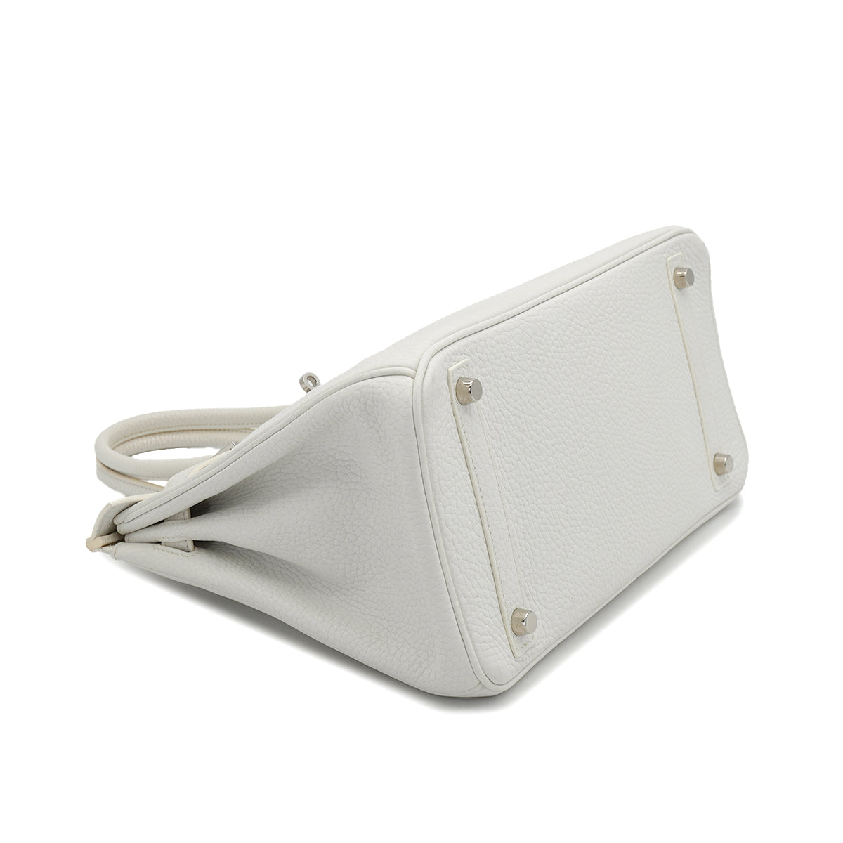 HERMES BIRKIN 30 WHITE TAURILLON CLEMENCE HAND BAG 2007 SQUARE K STAMP PALLADIUM HARDWARE 90331000