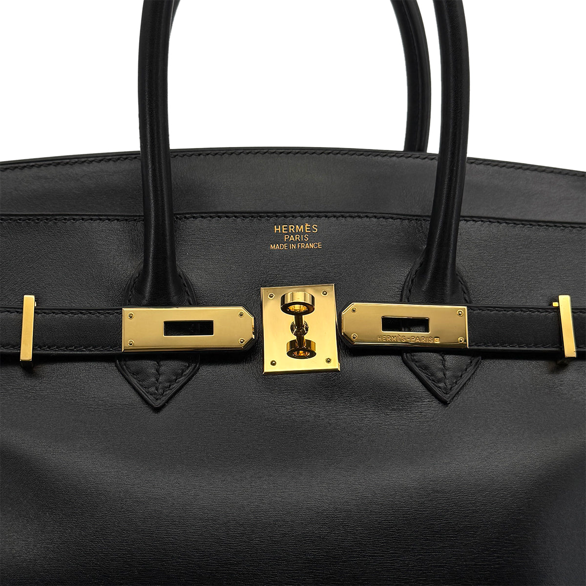 HERMES BIRKIN 35 BLACK BOXCALF HAND BAG 2002 SQUARE F GOLD HARDWARE 90314885