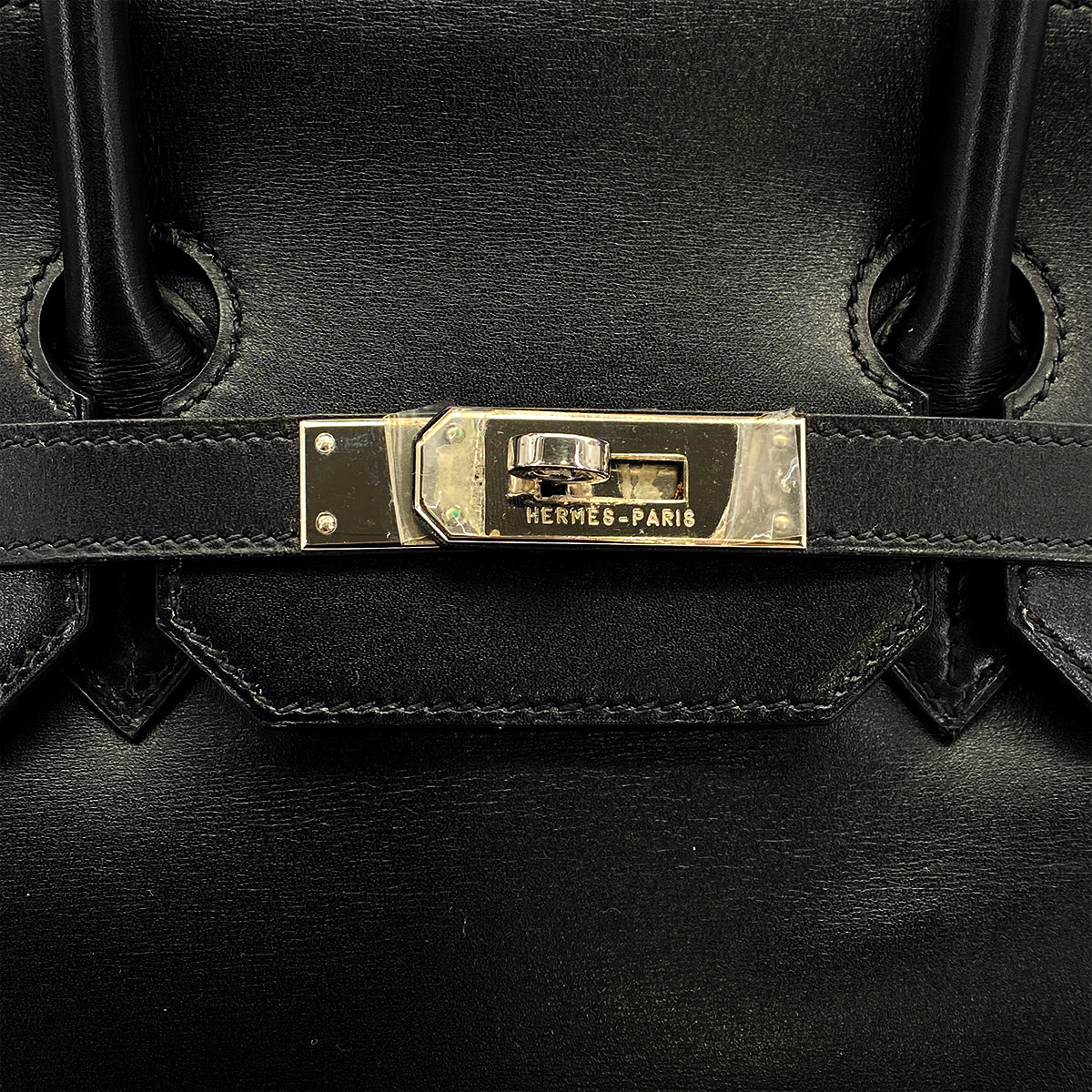 HERMES BIRKIN 35 BLACK BOXCALF HAND BAG 2002 SQUARE F PALLADIUM HARDWARE 90323080
