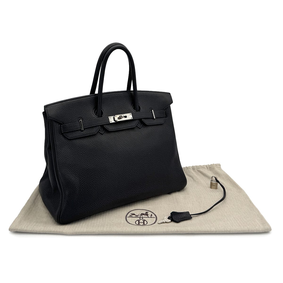 HERMES BIRKIN 35 BLACK TOGO HAND BAG 2004 SQUARE H PALLADIUM HARDWARE 90318620