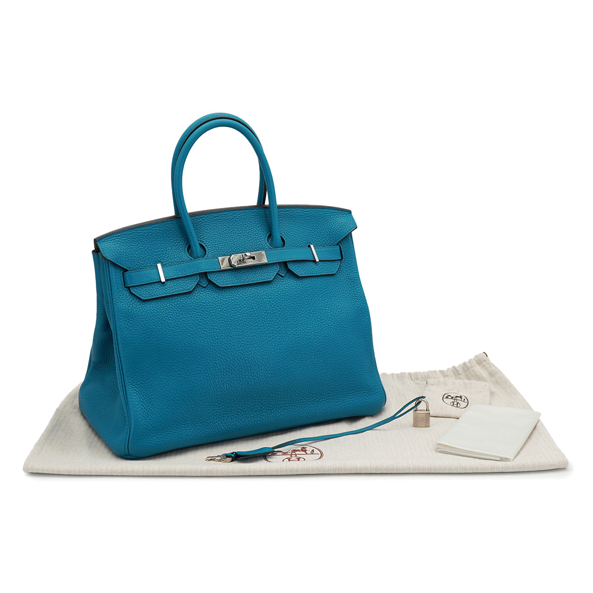 HERMES BIRKIN 35 BLUE IZMIR TAURILLON CLEMENCE HAND BAG 2013 SQUARE Q PALLADIUM HARDWARE 90328469
