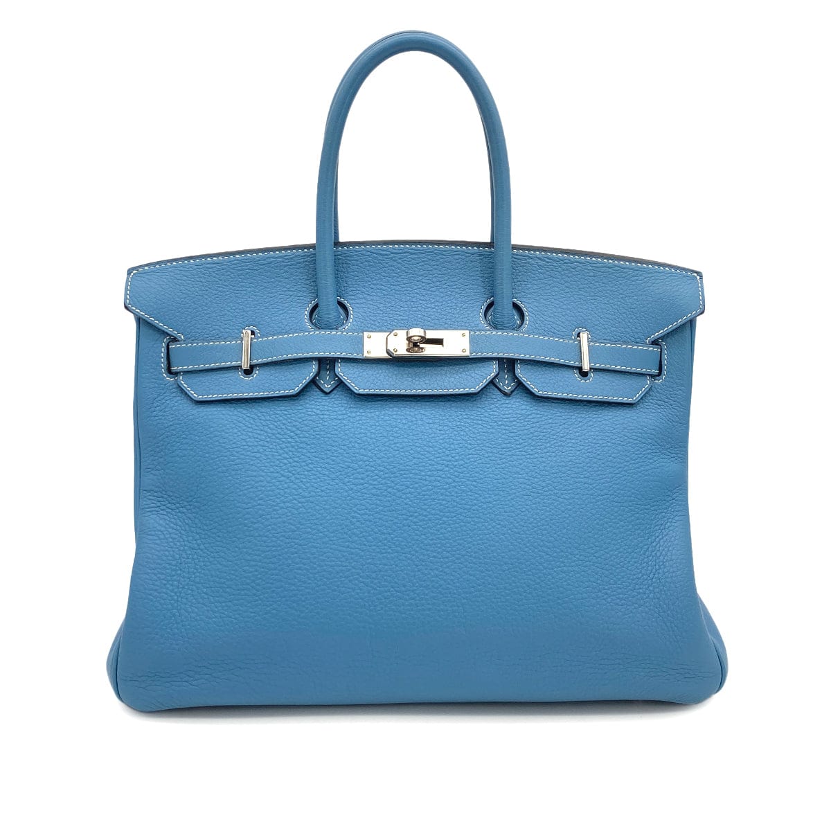 HERMES BIRKIN 35 BLUE JEAN TAURILLON CLEMENCE HAND BAG 2004 SQUARE H PALLADIUM HARDWARE 90318181