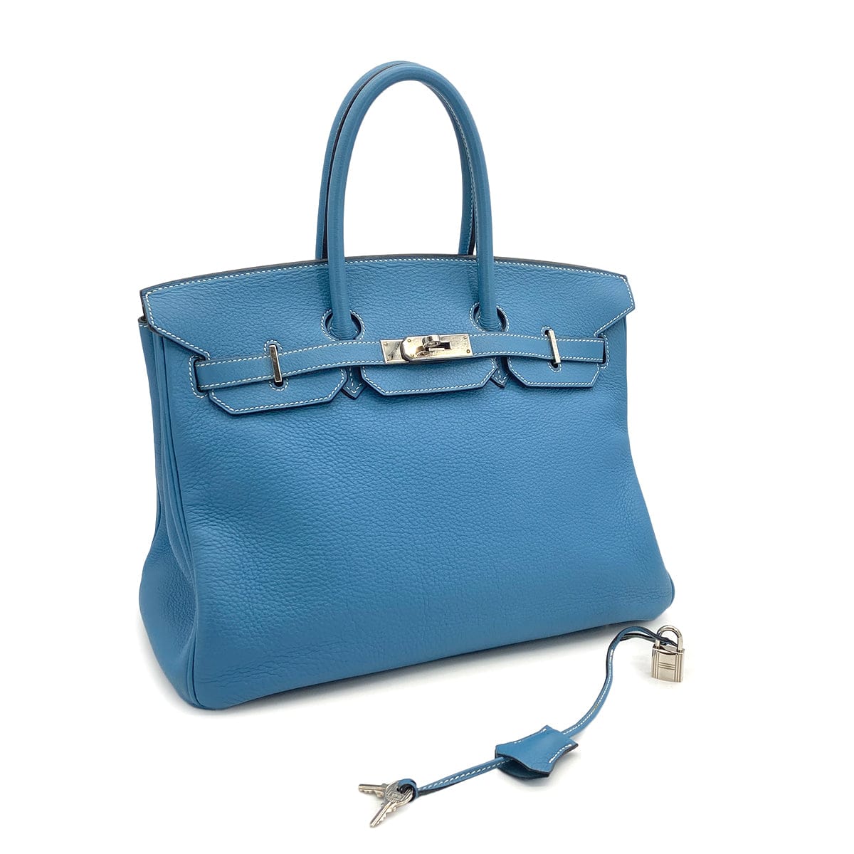 HERMES BIRKIN 35 BLUE JEAN TAURILLON CLEMENCE HAND BAG 2004 SQUARE H PALLADIUM HARDWARE 90318181