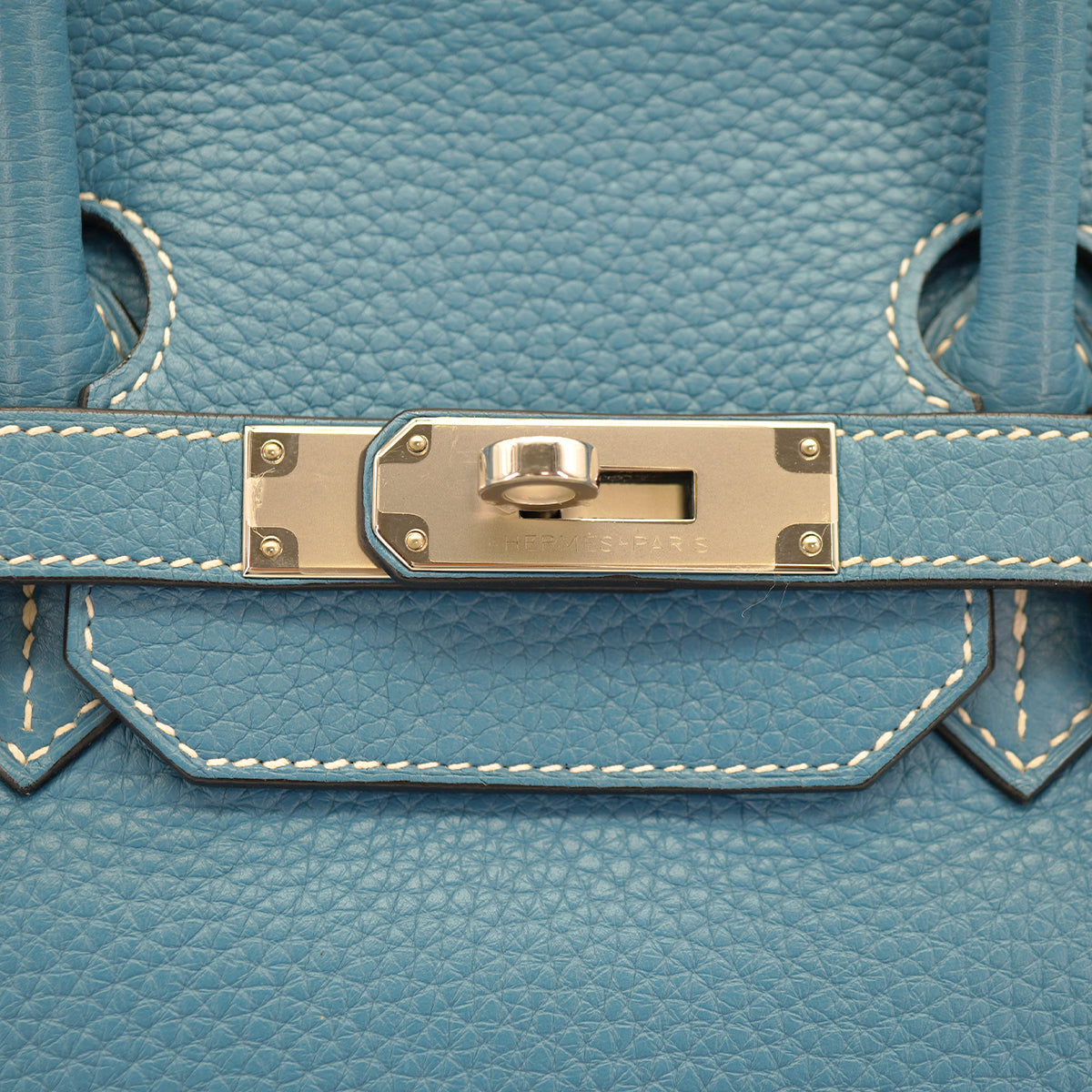 HERMES BIRKIN 35 BLUE JEAN TAURILLON CLEMENCE HAND BAG 2010 SQUARE N PALLADIUM HARDWARE 90331806