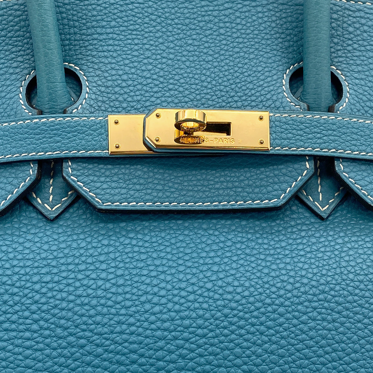 HERMES BIRKIN 35 BLUE JEAN TOGO HAND BAG 2003 SQUARE G GOLD HARDWARE 90317184