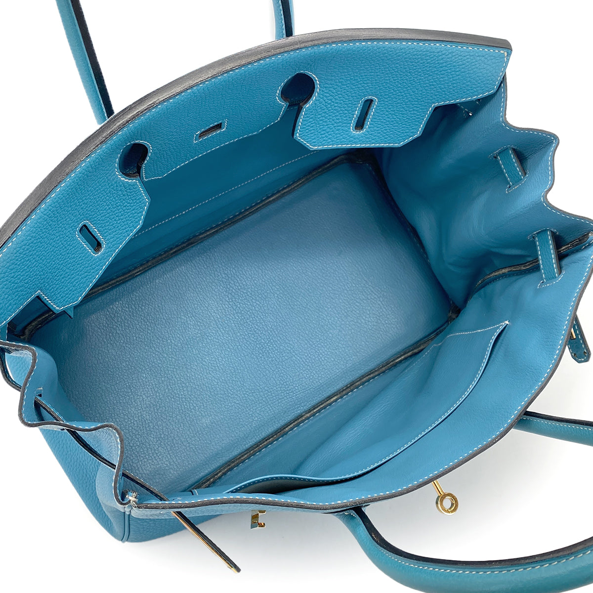 HERMES BIRKIN 35 BLUE JEAN TOGO HAND BAG 2003 SQUARE G GOLD HARDWARE 90317184
