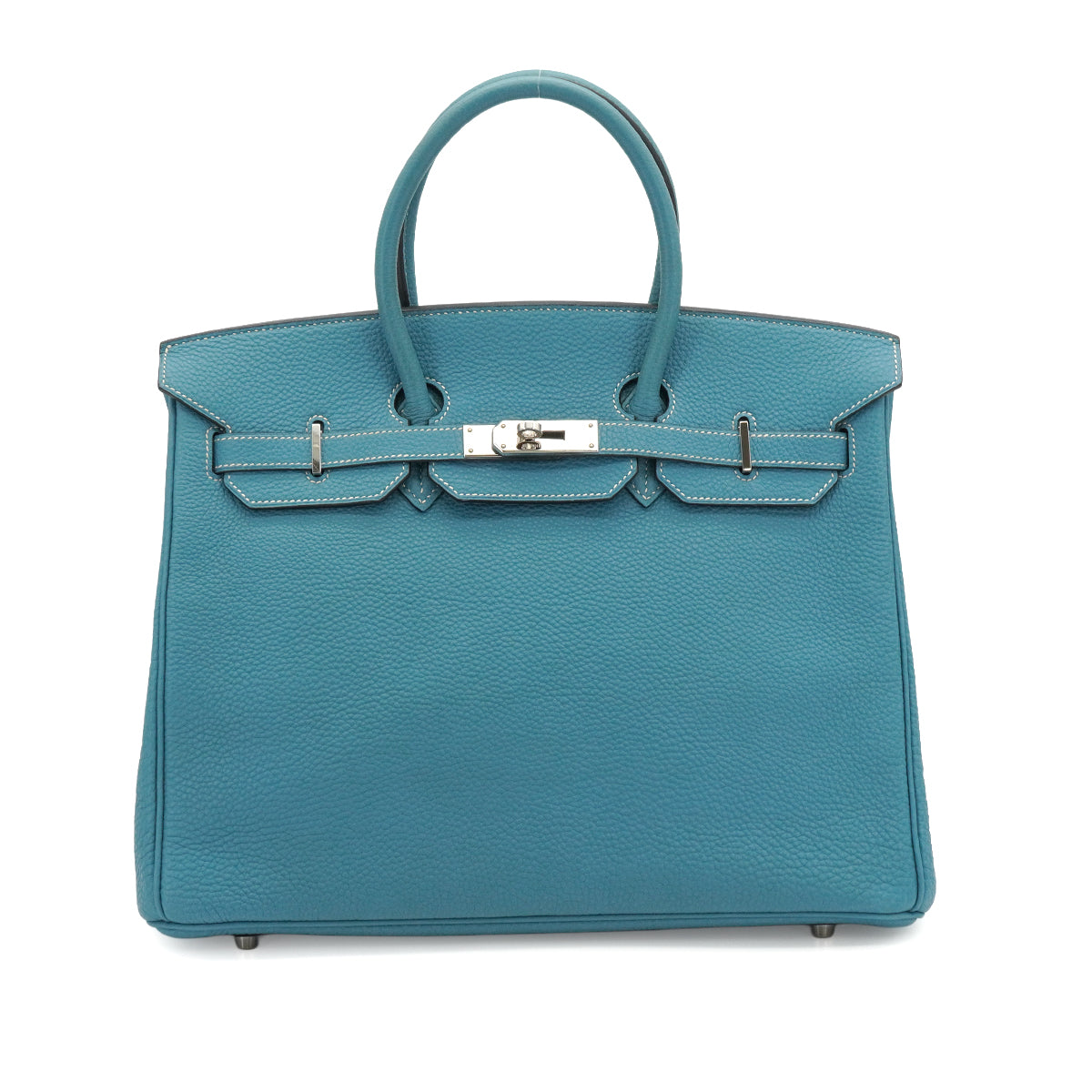 HERMES BIRKIN 35 BLUE JEAN TOGO HAND BAG 2004 SQUARE H PALLADIUM HARDWARE 90342735