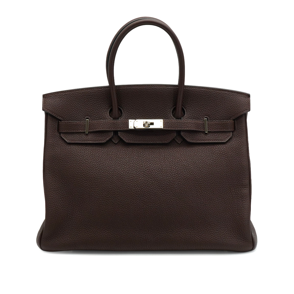 HERMES BIRKIN 35 CHOCOLAT TOGO HAND BAG 2005 SQUARE I PALLADIUM HARDWARE 90342563