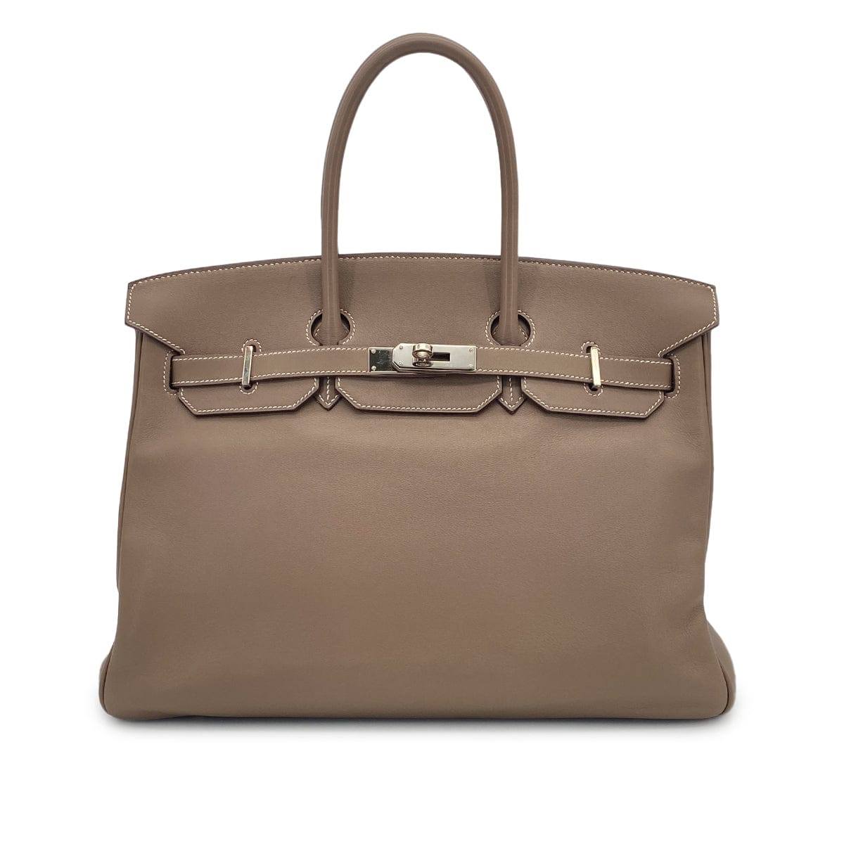 HERMES BIRKIN 35 ETOUPE VEAU GULLIVER HAND BAG 2007 SQUARE K PALLADIUM HARDWARE 90319921