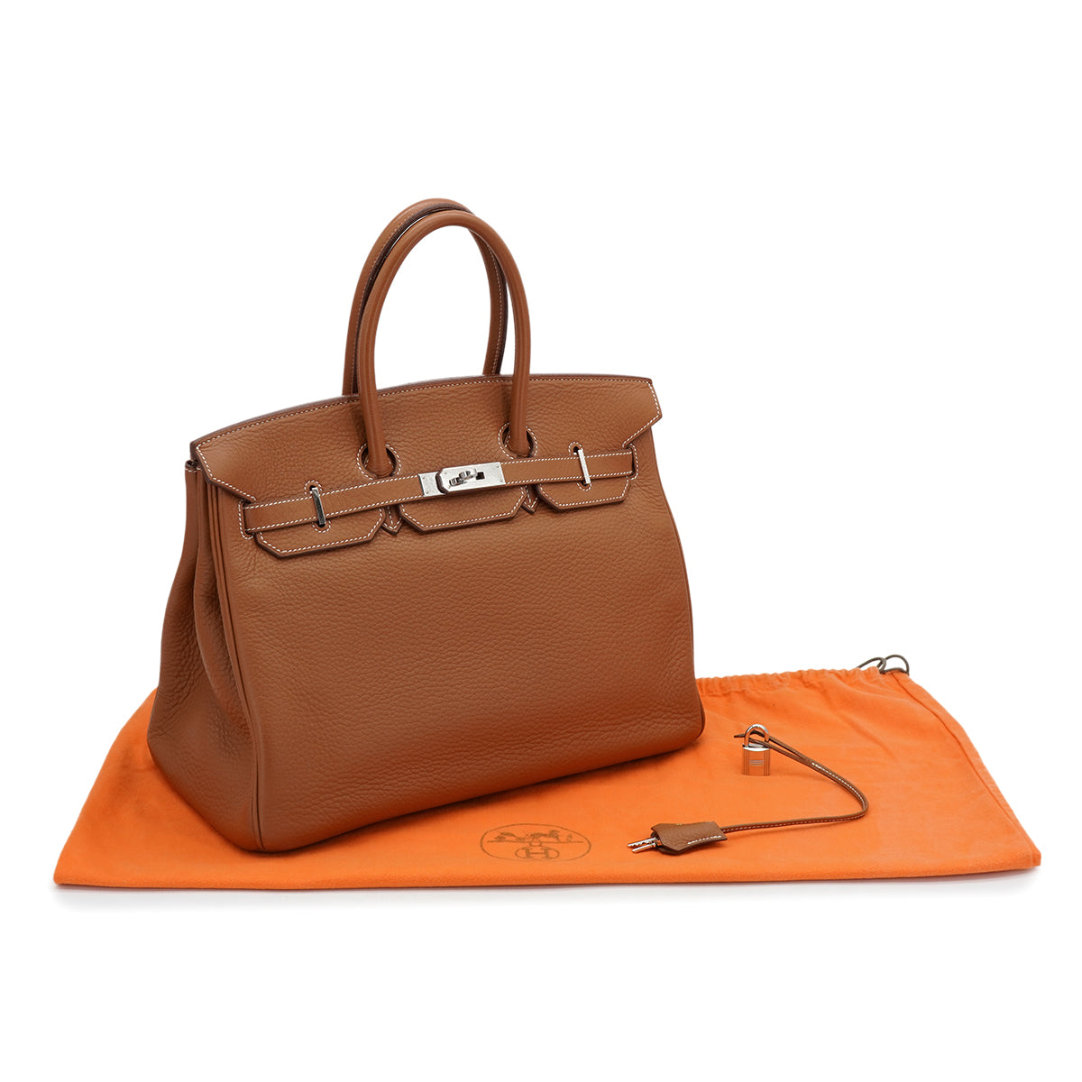 HERMES BIRKIN 35 GOLD TAURILLON CLEMENCE HAND BAG 2005 SQUARE I PALLADIUM HARDWARE 90334125