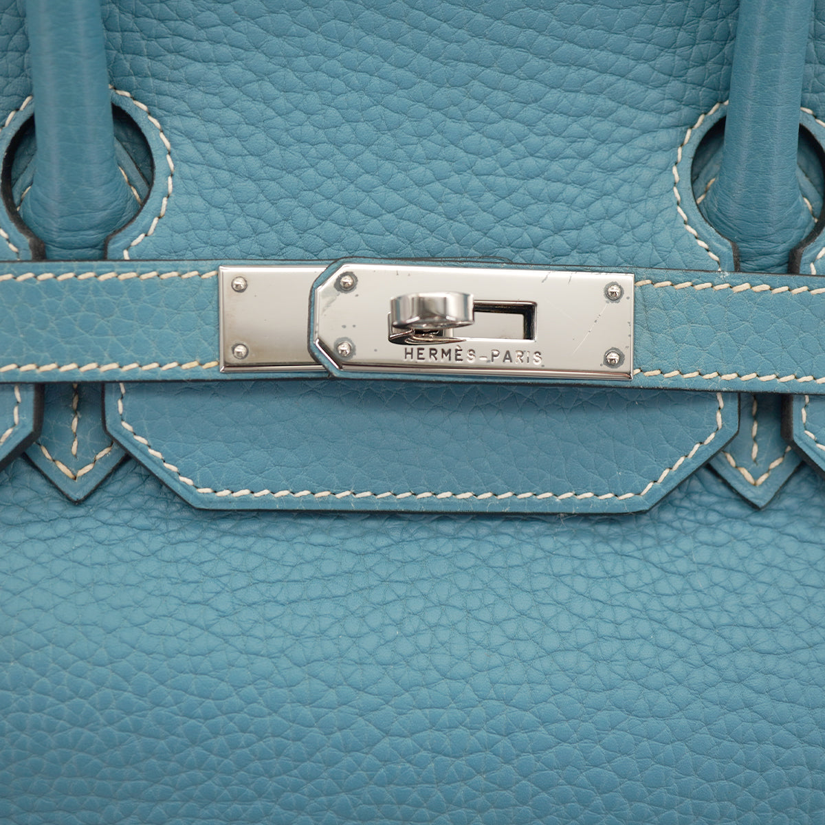 HERMES BIRKIN 35 BLUE JEAN TOGO HAND BAG 2005 SQUARE I PALLADIUM HARDWARE 90330698