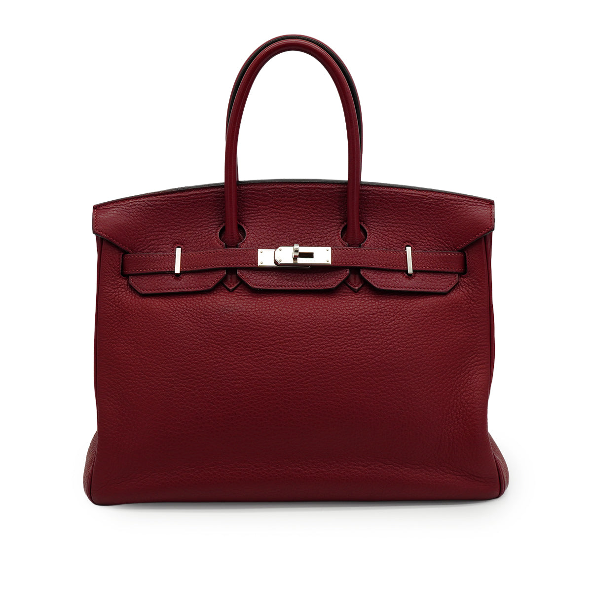 HERMES BIRKIN 35 ROUGE H TAURILLON CLEMENCE HAND BAG 2005 SQUARE I PALLADIUM HARDWARE 90342565