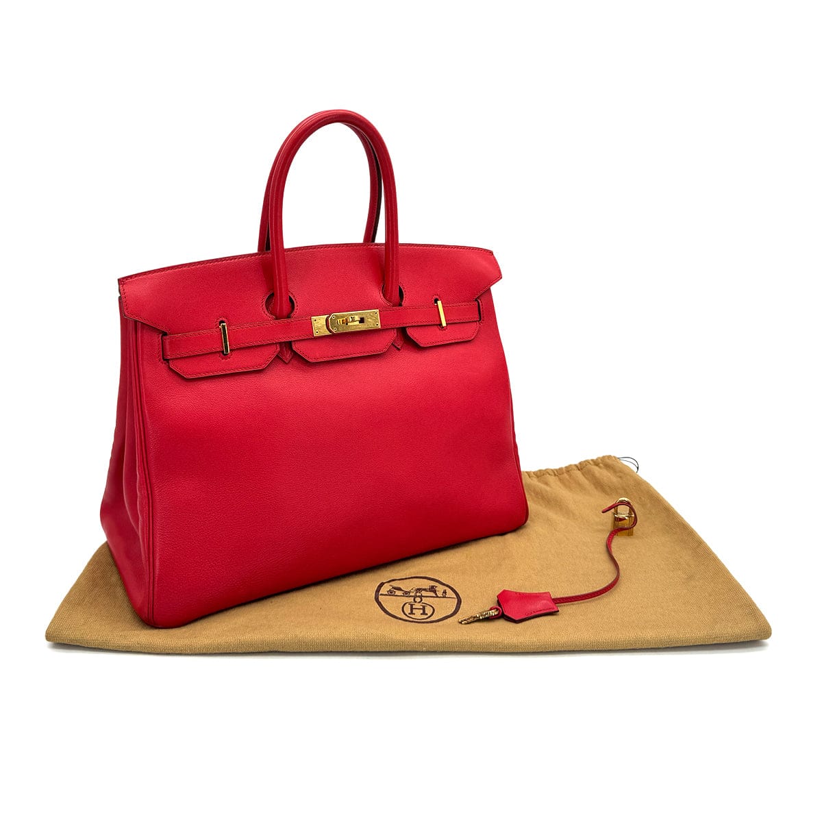HERMES BIRKIN 35 ROUGE VIF VEAU GULLIVER HAND BAG 1995 CIRCLE Y GOLD HARDWARE 90318625