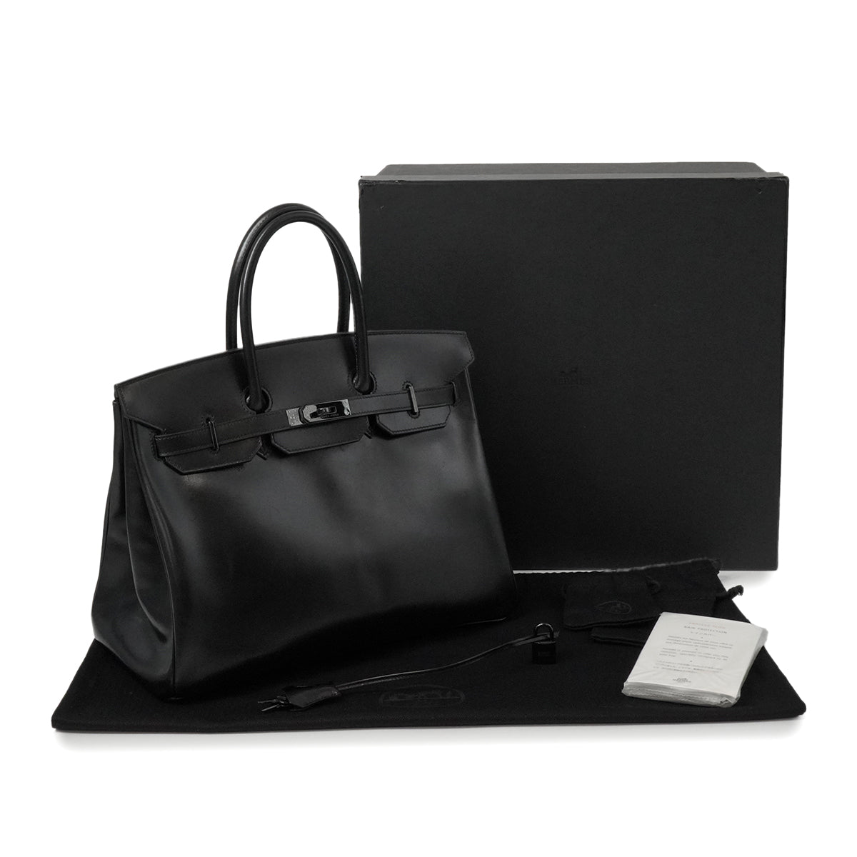 HERMES BIRKIN 35 SO BLACK BOX CALF HAND BAG 2011 SQUARE O BLACK HARDWARE 90346654