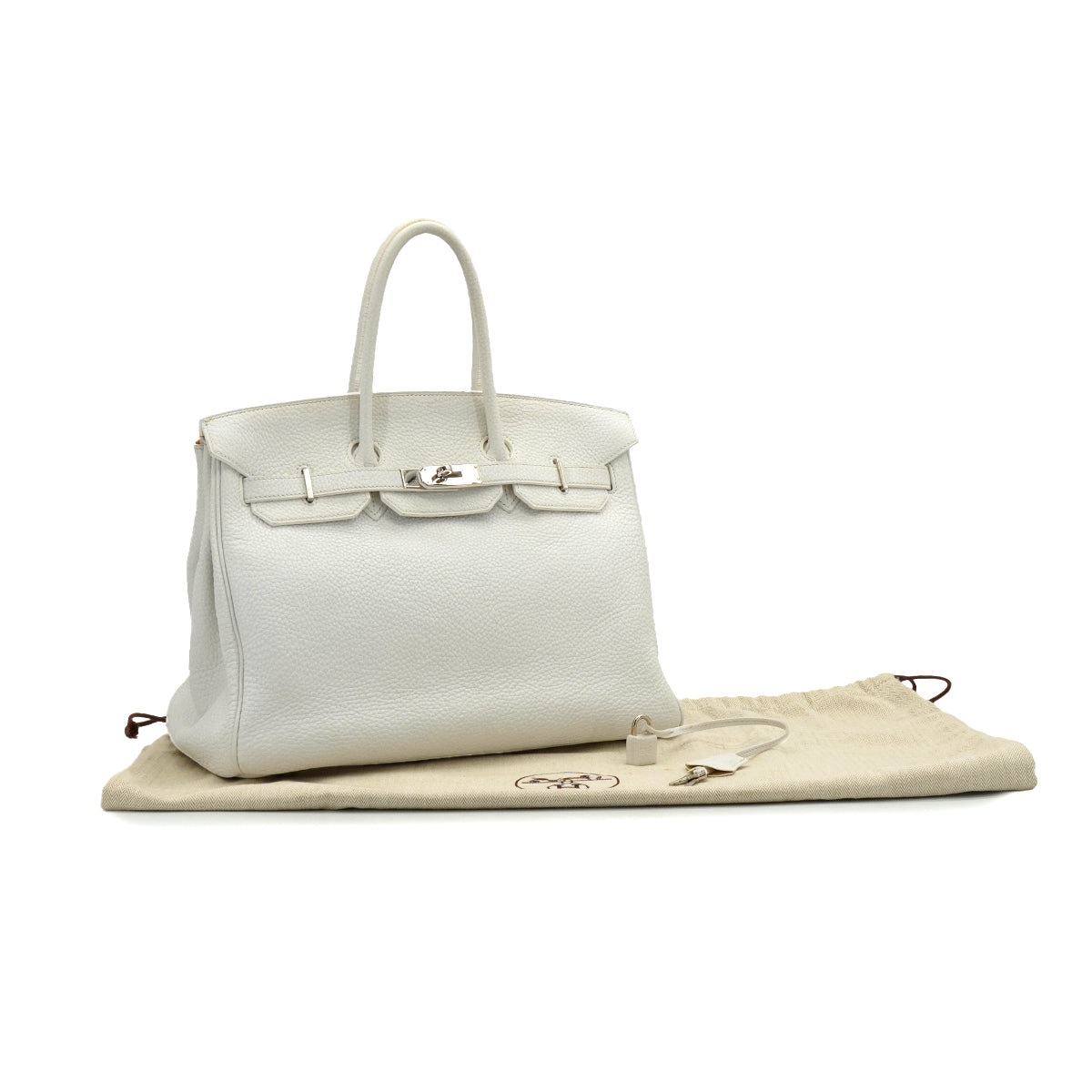 HERMES BIRKIN 35 WHITE TAURILLON CLEMENCE HAND BAG 2006 SQUARE J PALLADIUM HARDWARE 90338298