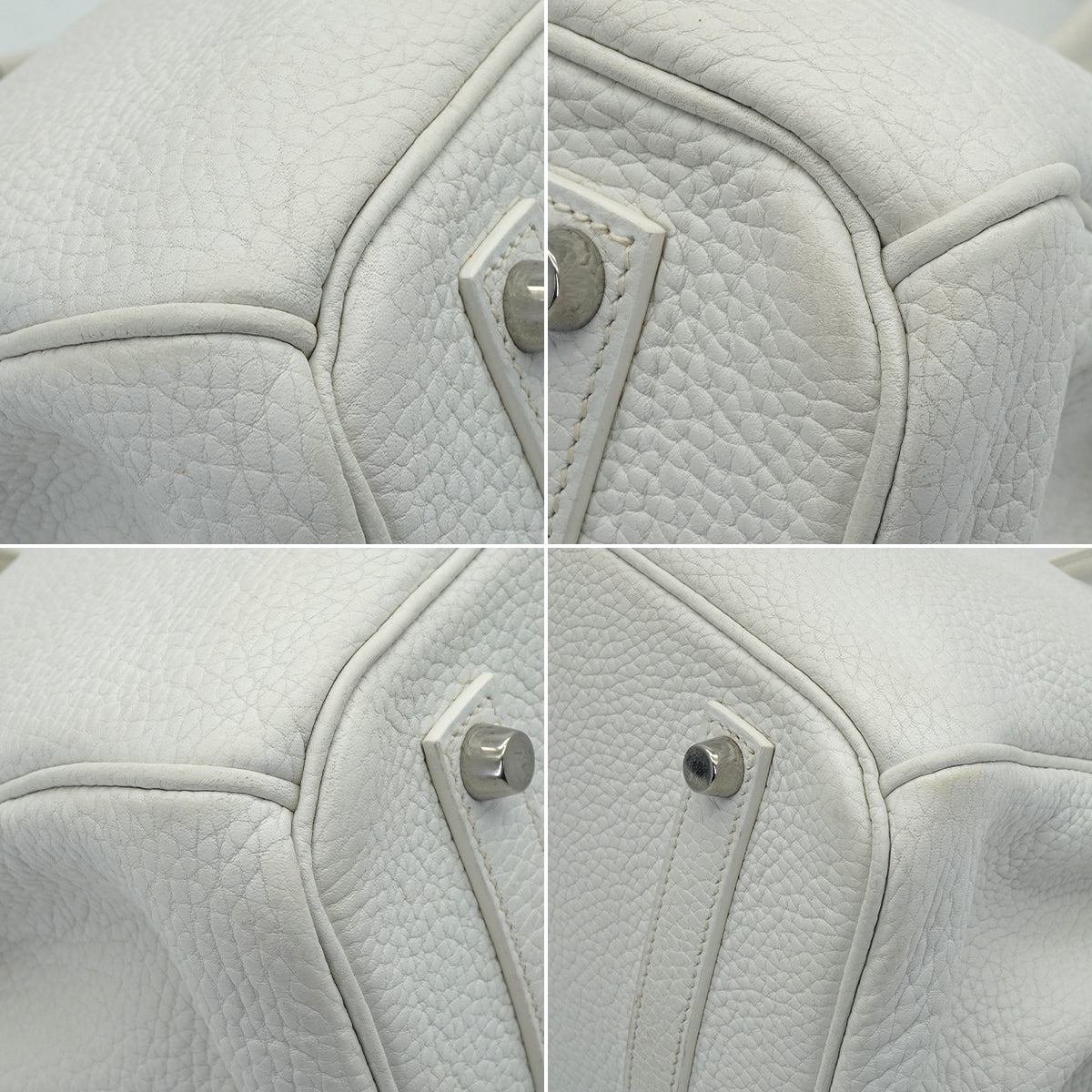HERMES BIRKIN 35 WHITE TAURILLON CLEMENCE HAND BAG 2006 SQUARE J PALLADIUM HARDWARE 90338298