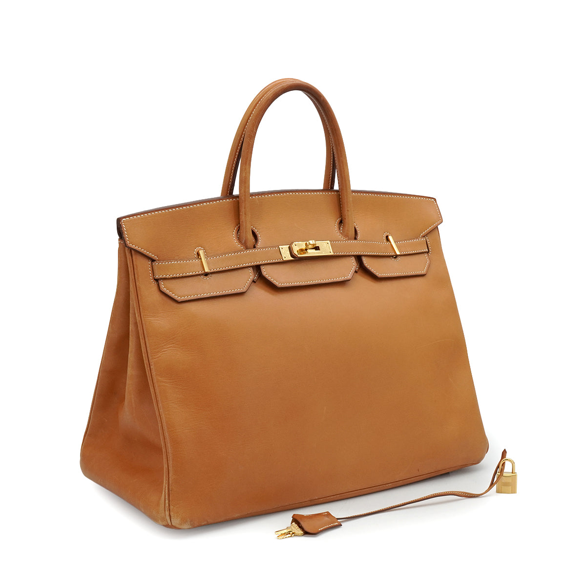 HERMES BIRKIN 40 NATUREL VEAU CHAMONIX HAND BAG 1989 CIRCLE S GOLD HARDWARE 90341116