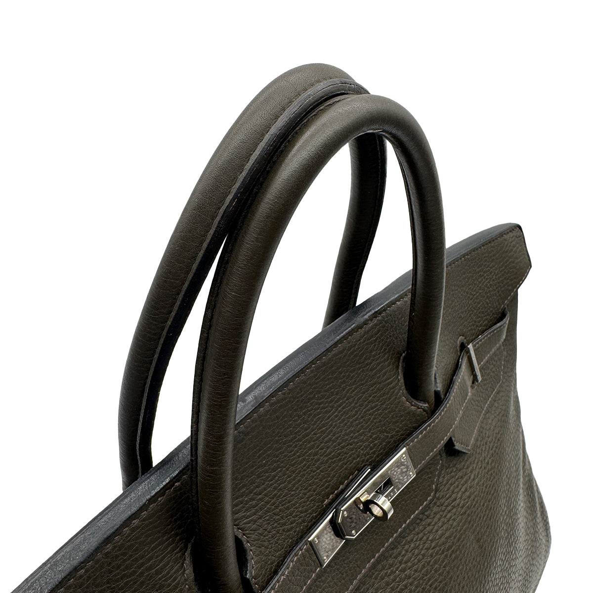 HERMES BIRKIN 40 VERT OLIVE TAURILLON CLEMENCE HAND BAG 2002 SQUARE F PALLADIUM HARDWARE 90315869