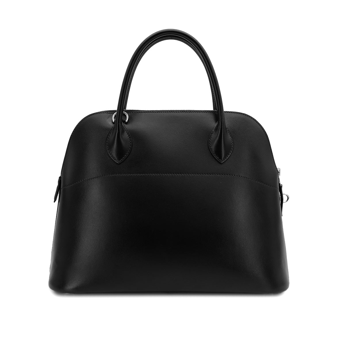 HERMES BOLIDE 31 BLACK BOXCALF HAND SHOULDER BAG 1999 SQUARE C SILVER HARDWARE 90318202