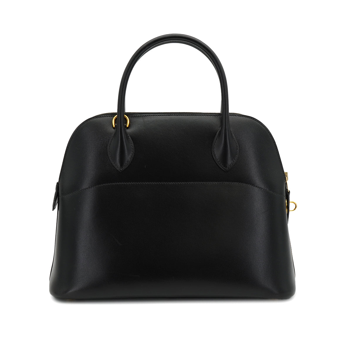 HERMES BOLIDE 31 BLACK BOXCALF HAND SHOULDER BAG 2002 SQUARE F GOLD HARDWARE 90334264