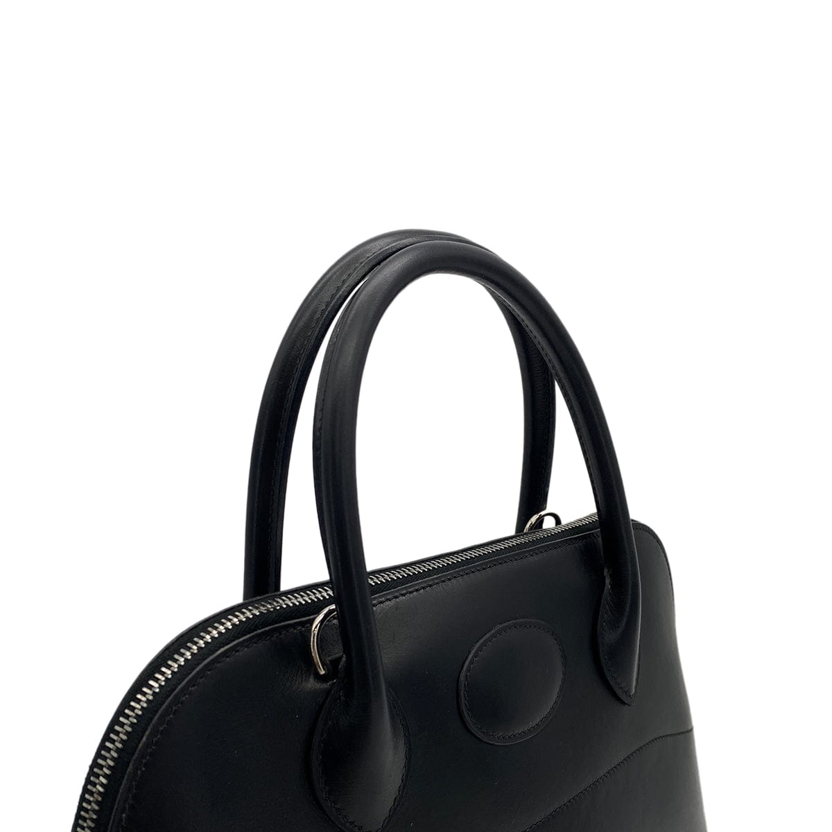 HERMES BOLIDE 31 BLACK BOXCALF HAND SHOULDER BAG 2003 SQUARE G PALLADIUM HARDWARE 90314377