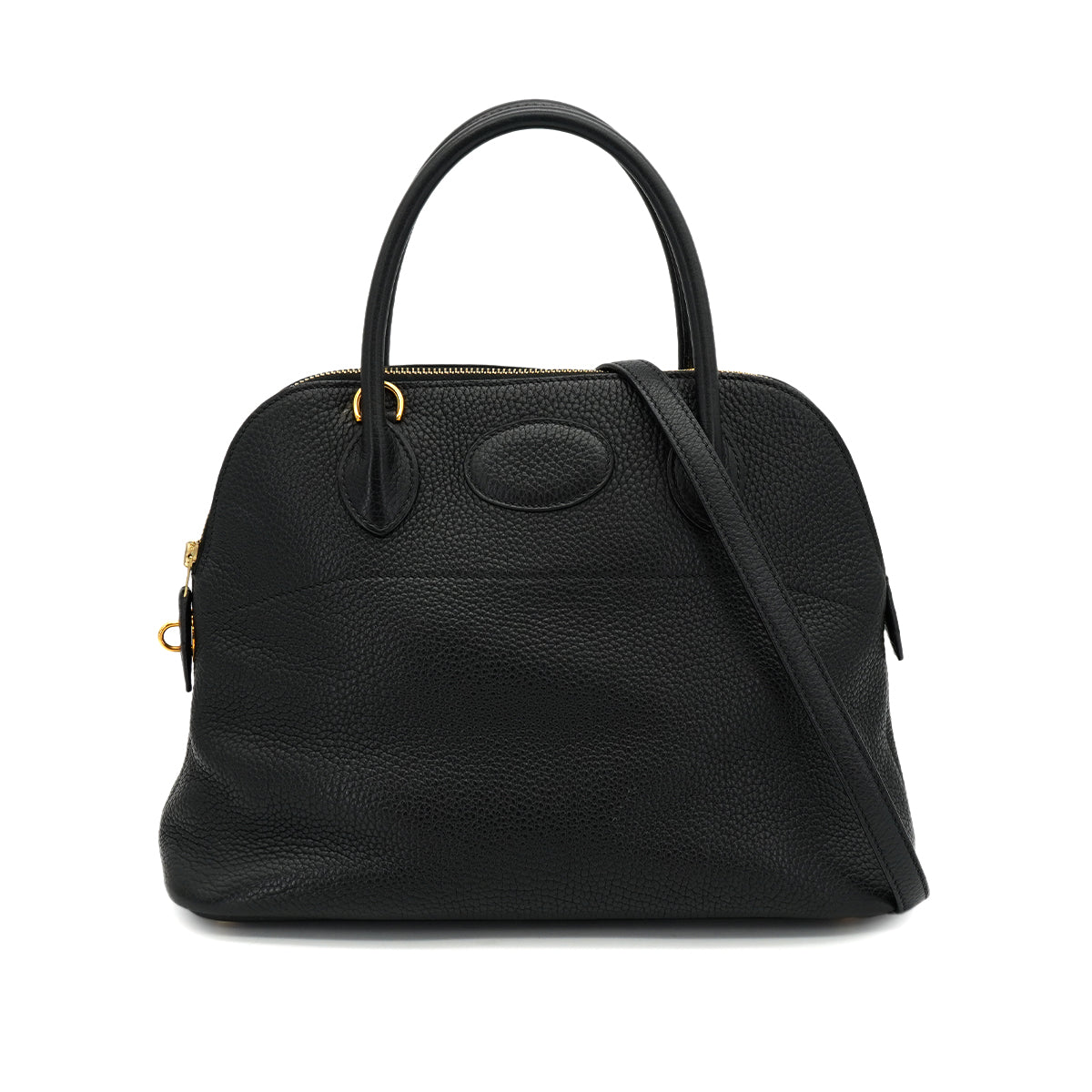 HERMES BOLIDE 31 BLACK TOGO HAND SHOULDER BAG 2004 SQUARE H GOLD HARDWARE 90326836