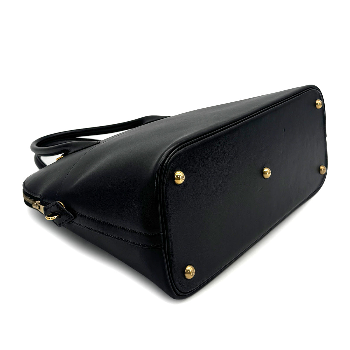 HERMES BOLIDE 35 BLACK VEAU GULLIVER HAND SHOULDER BAG 1994 CIRCLE X GOLD HARDWARE 90323091
