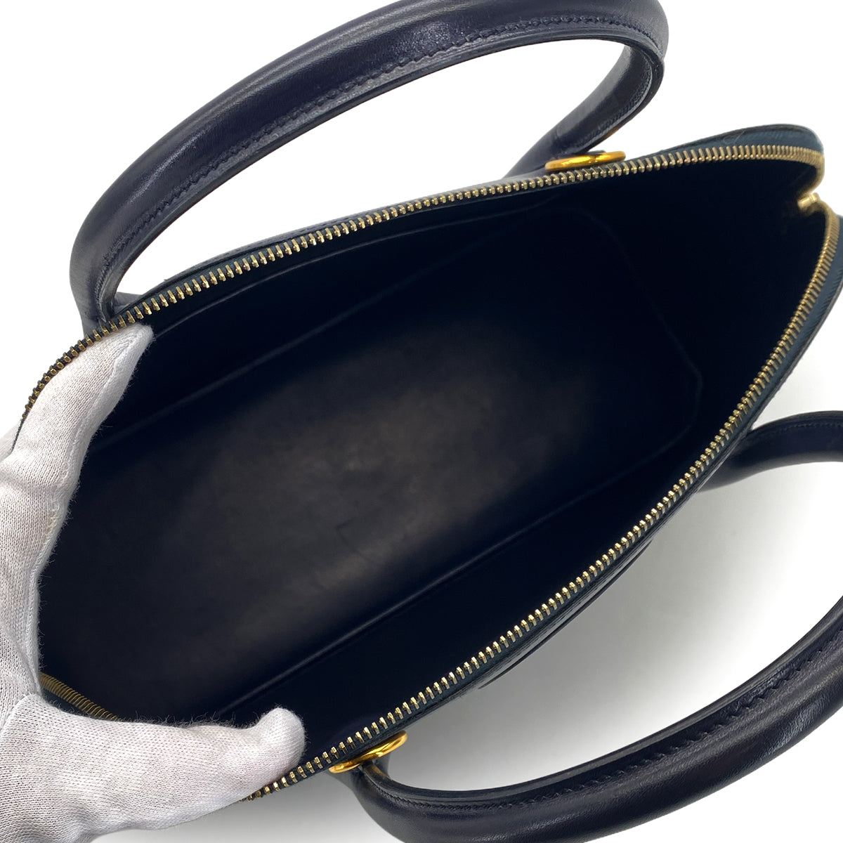 HERMES BOLIDE 35 BLUE INDIGO BOXCALF HAND SHOULDER BAG 1999 SQUARE C GOLD HARDWARE 90322167
