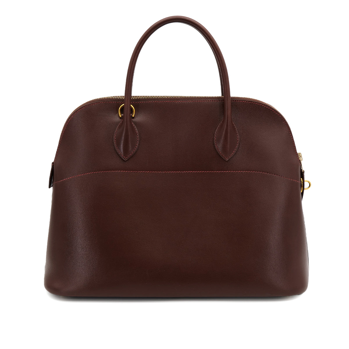 HERMES BOLIDE 35 MARRON FONCE BOXCALF HAND BAG 2001 SQUARE E GOLD HARDWARE 90311972