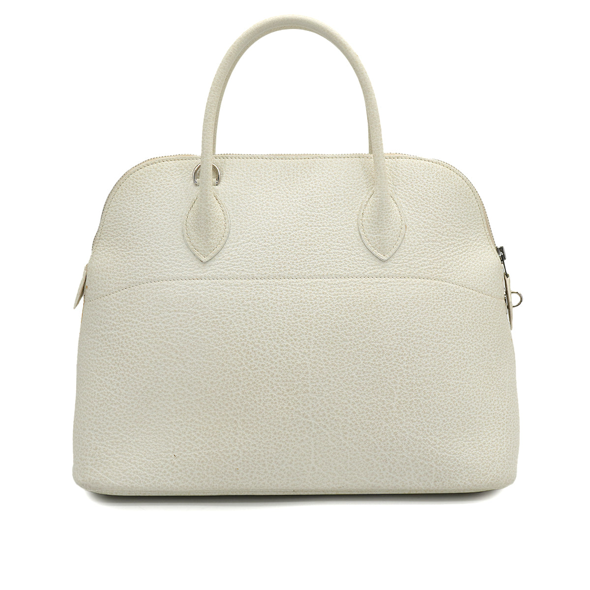 HERMES BOLIDE 35 WHITE BUFFLE SKIPPER HAND SHOULDER BAG 2001 SQUARE E PALLADIUM HARDWARE 90327060