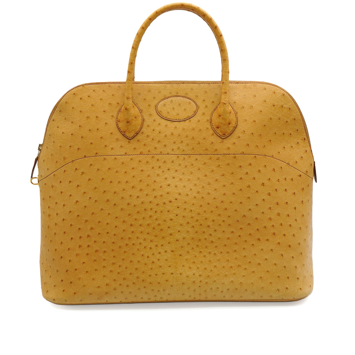 HERMES BOLIDE 45 CHESTNUT OSTRICH HAND BAG 1993 CIRCLE W GOLD HARDWARE 90348208