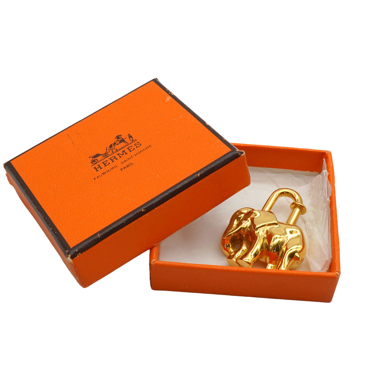 HERMES CADENA CHARM EXOTISME ELEPHANT 1988 GOLD ACCESSORY 90339665