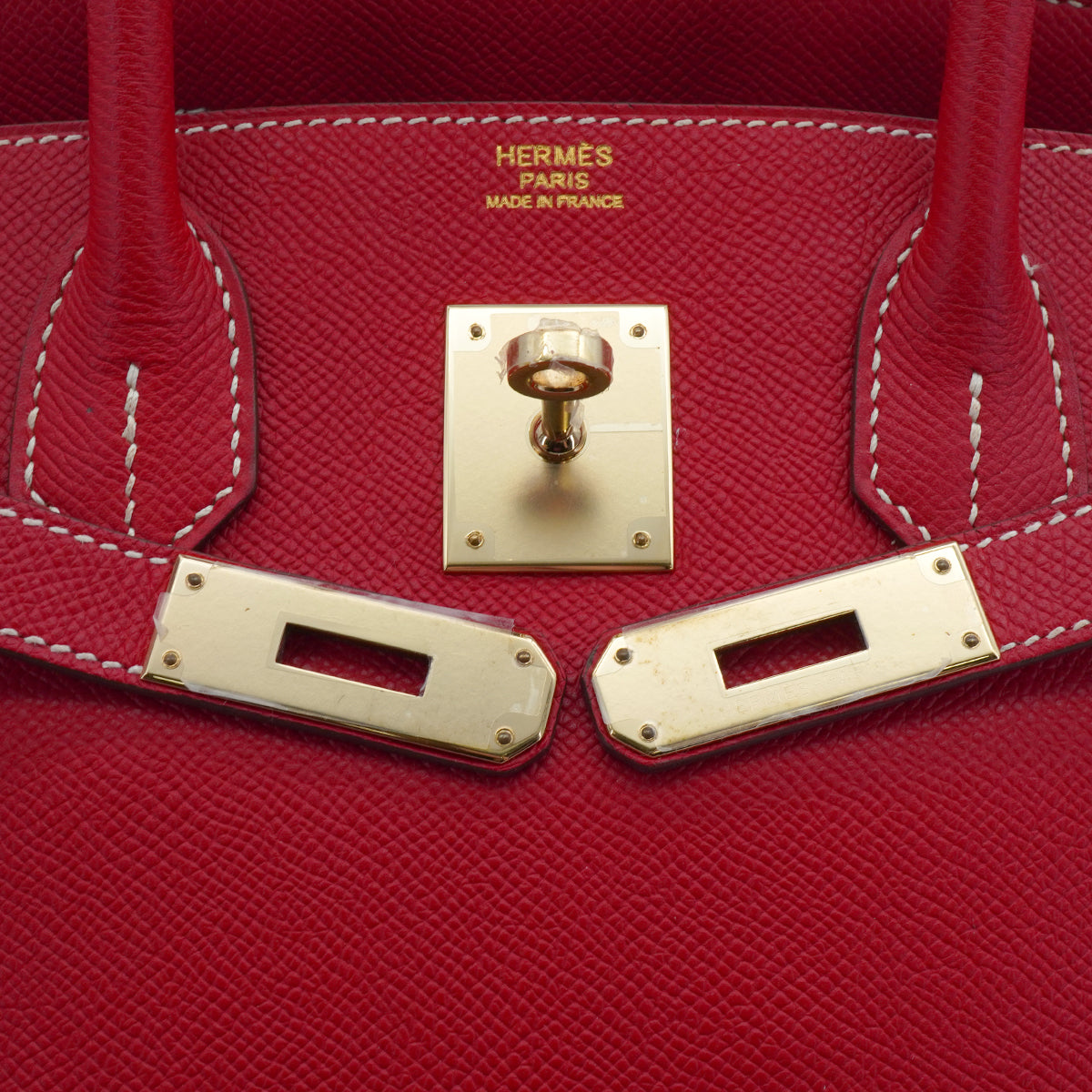 HERMES CANDY BIRKIN 30 ROUGE CASAQUE BLUE THALASSA VEAU EPSOM HAND BAG 2012 SQUARE P GOLD HARDWARE 90338296