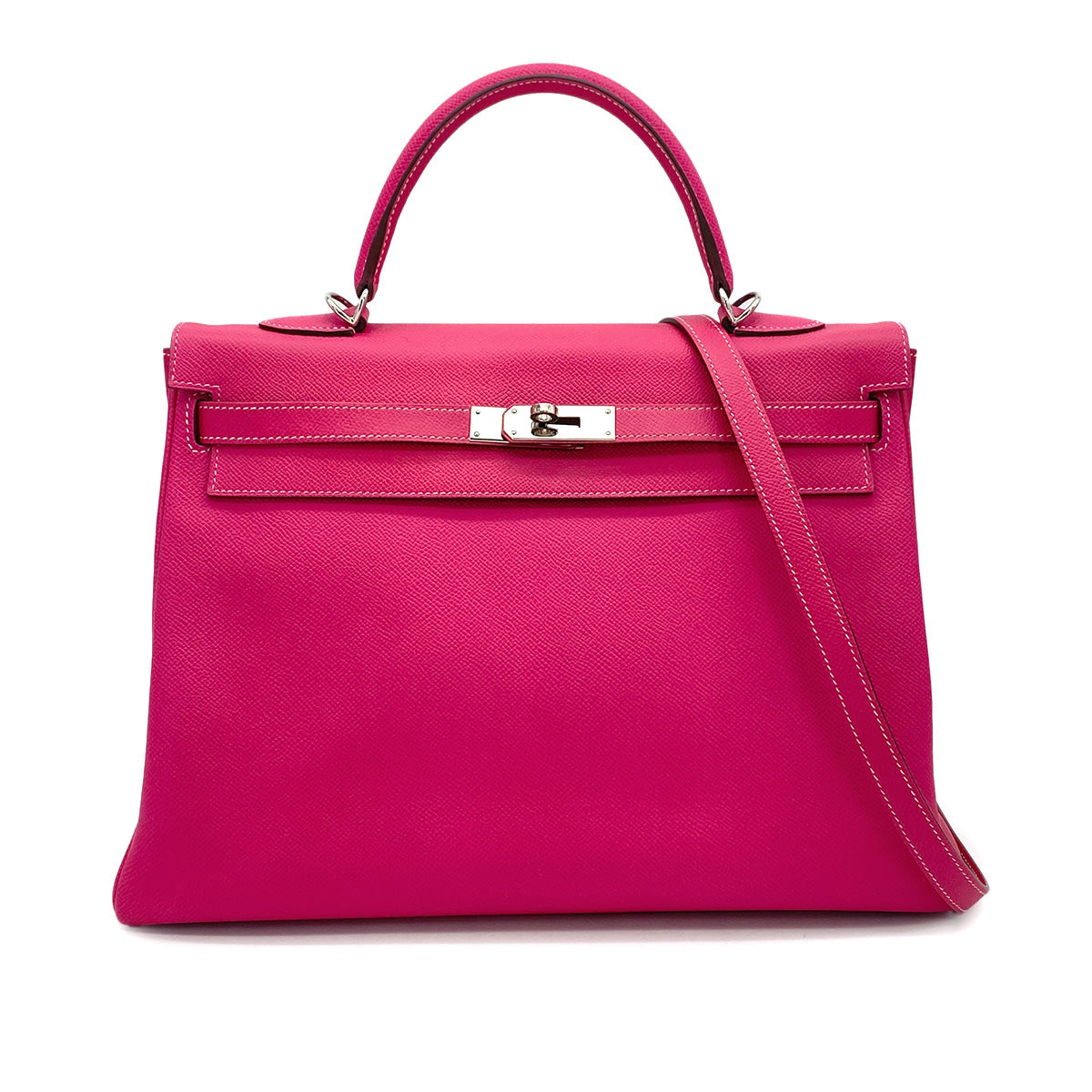 HERMES CANDY KELLY 35 RETOURNE ROSE TYRIEN RUBIS VEAU EPSOM HAND SHOULDER BAG 2011 SQUARE O PALLADIUM HARDWARE 90326844