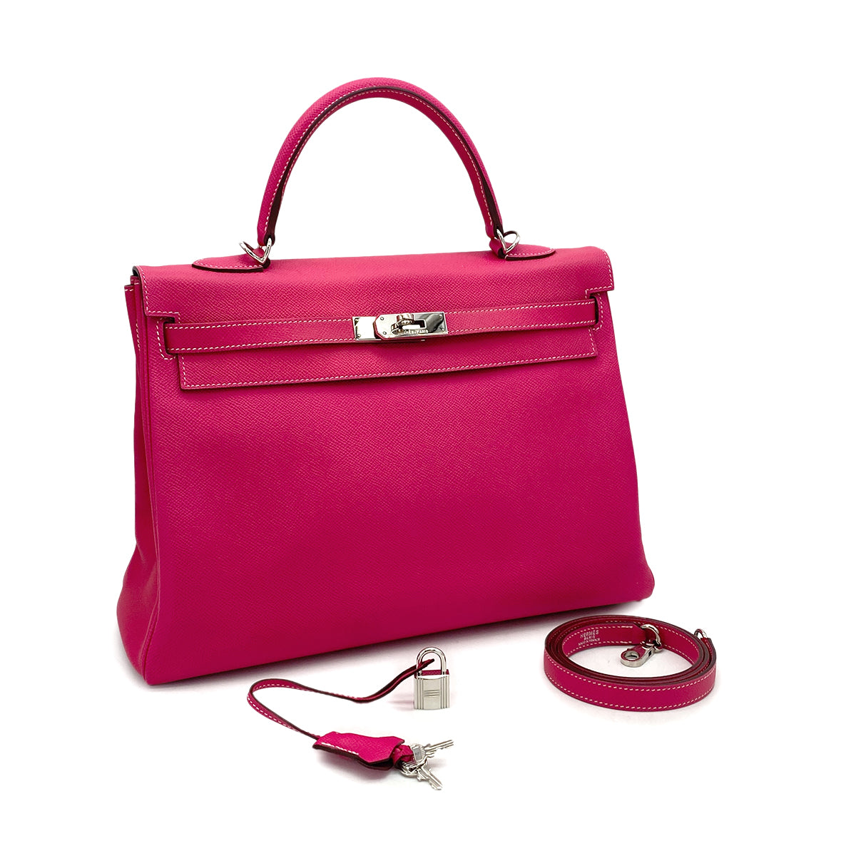 HERMES CANDY KELLY 35 RETOURNE ROSE TYRIEN RUBIS VEAU EPSOM HAND SHOULDER BAG 2011 SQUARE O PALLADIUM HARDWARE 90326844