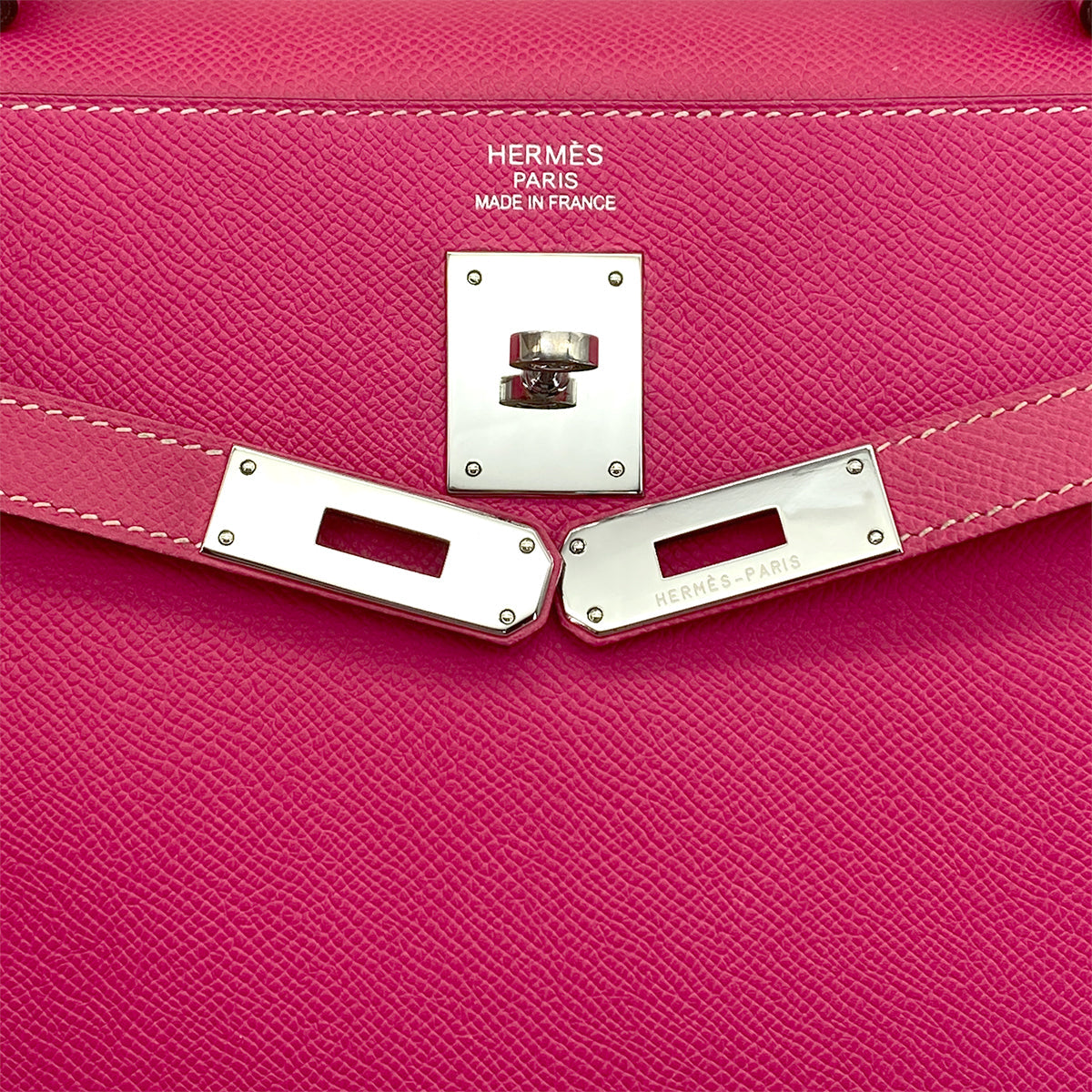 HERMES CANDY KELLY 35 RETOURNE ROSE TYRIEN RUBIS VEAU EPSOM HAND SHOULDER BAG 2011 SQUARE O PALLADIUM HARDWARE 90326844