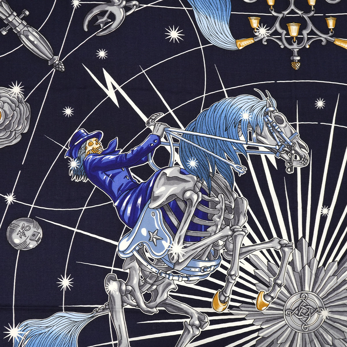 HERMES CARRE GEANT 140 CHORUS STELLARUM SCARF NAVY CASHMERE SILK 90330279