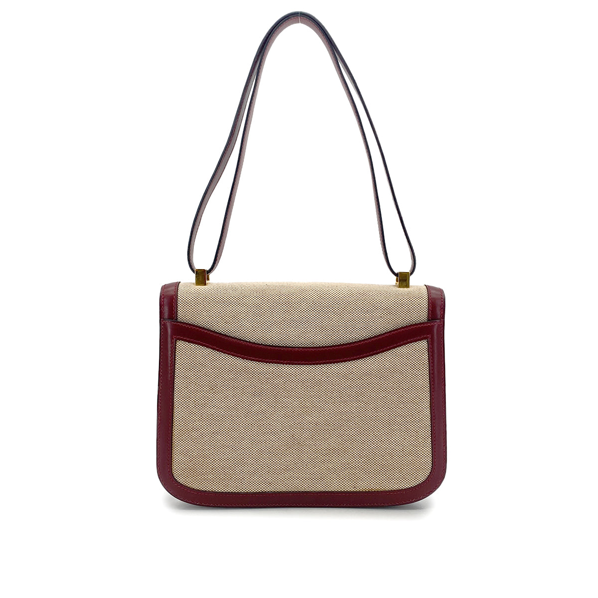 HERMES CONSTANCE 24 ROUGE H BOX CALF TOILE H SHOULDER BAG 1985 CIRCLE O GOLD HARDWARE 90325610