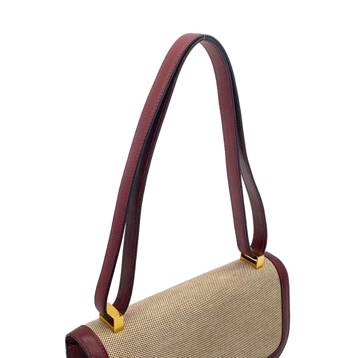 HERMES CONSTANCE 24 ROUGE H BOX CALF TOILE H SHOULDER BAG 1985 CIRCLE O GOLD HARDWARE 90325610