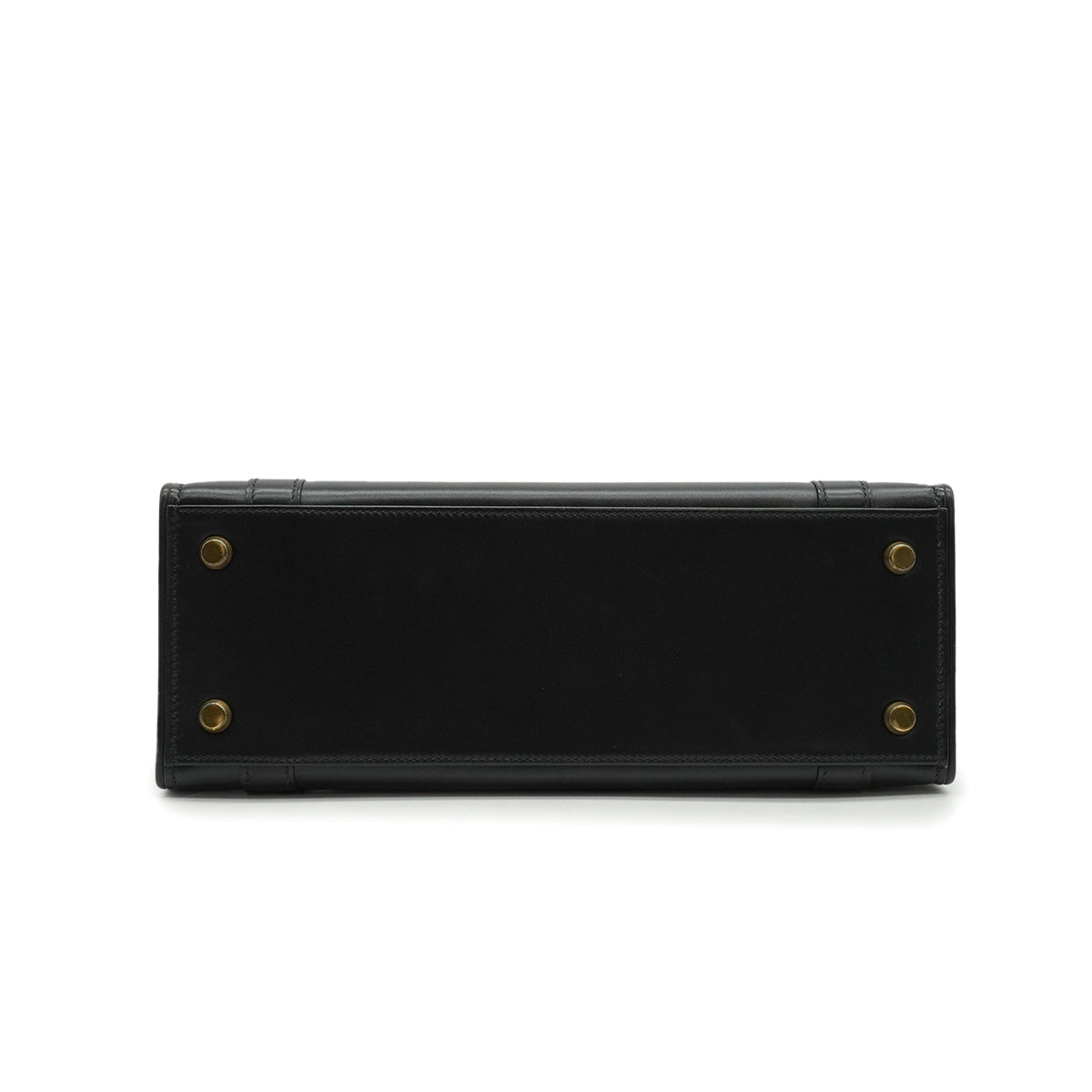 HERMES DRUG 27 BLACK BOX CALF HAND BAG 1978 CIRCLE H GOLD HARDWARE 90338297