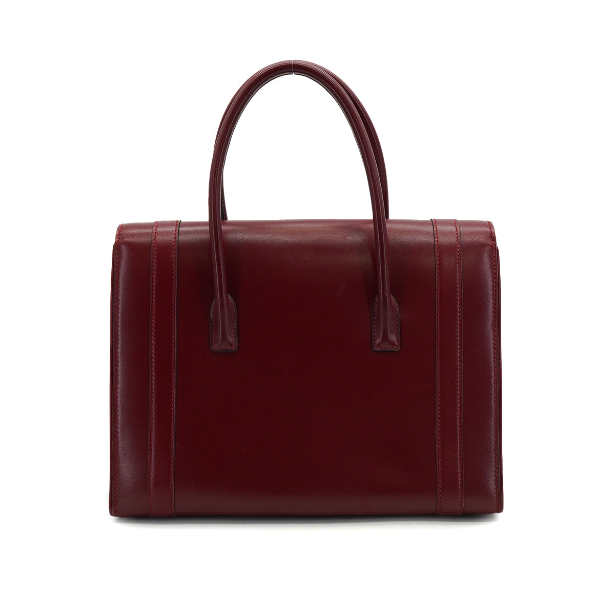HERMES DRUG 27 ROUGE H BOX CALF HAND BAG 1979 CIRCLE I GOLD HARDWARE 90334127