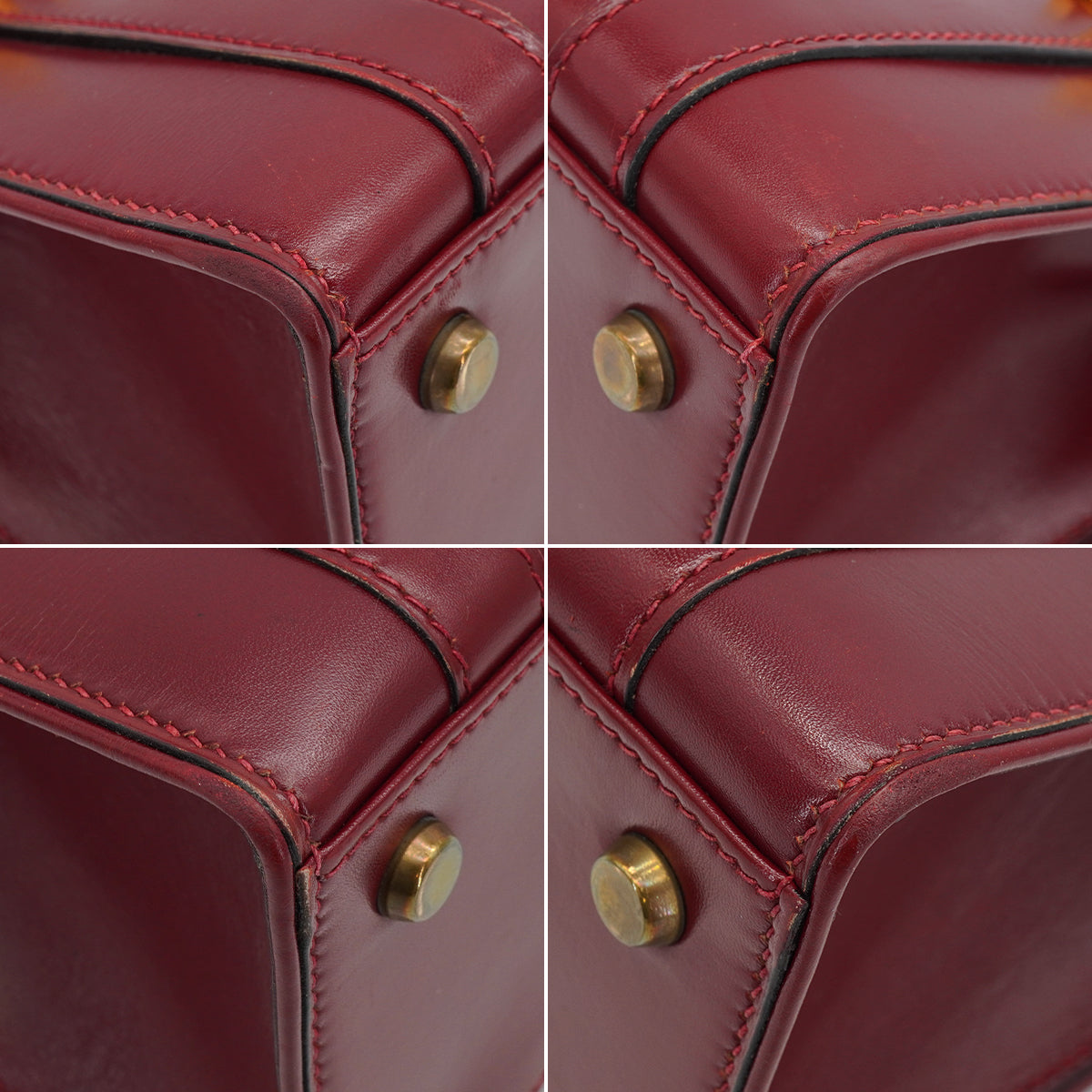 HERMES DRUG 27 ROUGE H BOX CALF HAND BAG 1979 CIRCLE I GOLD HARDWARE 90334127
